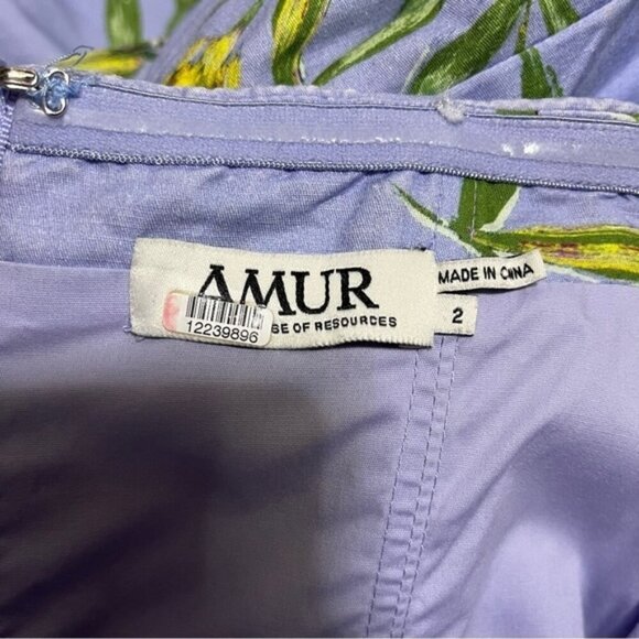 Amur Roxy Linen Blend Strapless Tiered Dress Women Size 2 - Picture 6 of 8